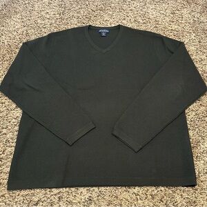 Brooks Brothers Men's V Neck 100% Merino Wool Sweater XL EUC Olive Green
